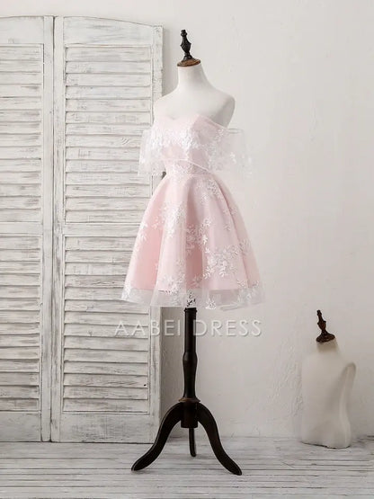 AABEI DRESS New Homecoming Dress A-Line Sweetheart Lace Off-Shoulder Cute Short Prom Dress