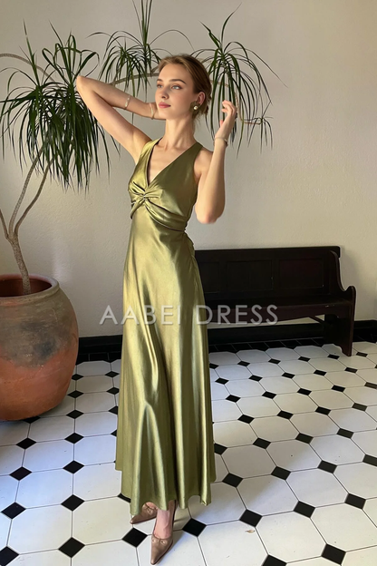 AABEI DRESS Prom Dress Chic Sheath Halter Neck Backless Bowknot Long Elegant Formal Dress