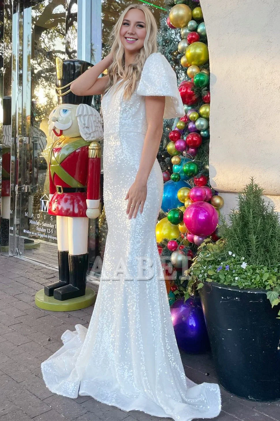 Evening Dress Mermaid Cultivate oneself Sequin One Shoulder Bow Strap Long Prom Dress Sweep Train Exquisite Sparkle Formal Women's Dresses