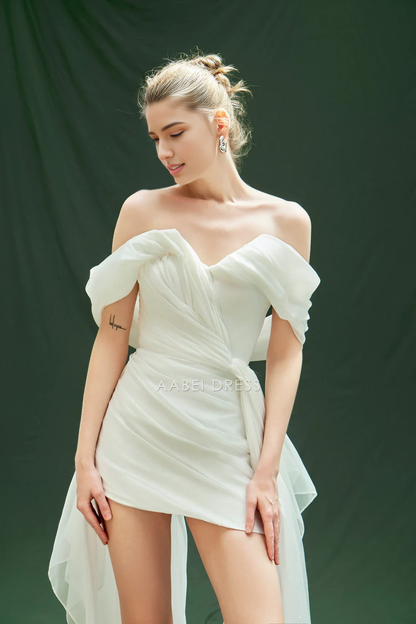 AABEI DRESS Party Dress Off Shoulder Pleated Fashion Short Prom Dress