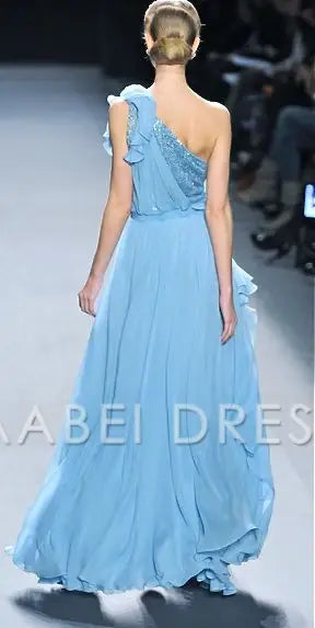 AABEI DRESS Prom Dress One Shoulder A Line Chiffon Ruched Irregular Romantic High Quality Dress