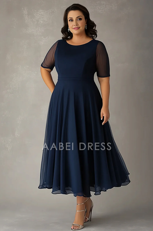 AABEI DRESS Mother Of The Bride Dress A Line Scoop Ruched Long Plus Size Elegant Simple Formal Wear Dresse