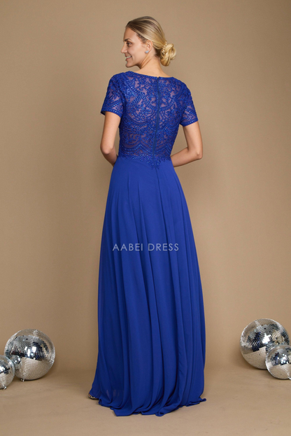 AABEI DRESS Formal Wear Dresse Gorgeous A Line Scoop Neck Short Sleeve Exquisite Mother Of The Bride Dress