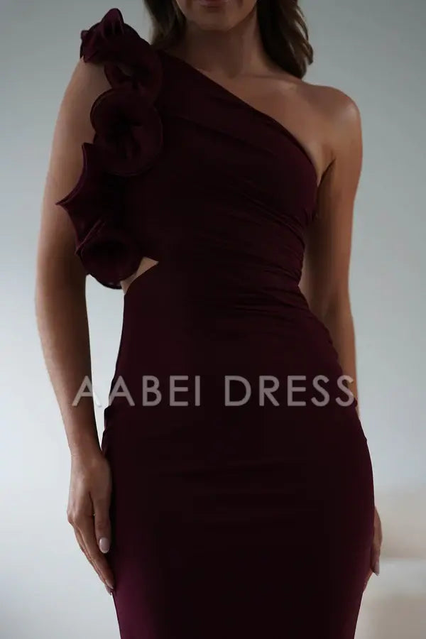 AABEI DRESS Prom Dress Mermaid Asymmetric Neckline Ruching One Shoulde Cut out Unique Dress