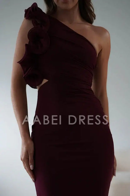 AABEI DRESS Prom Dress Mermaid Asymmetric Neckline Ruching One Shoulde Cut out Unique Dress