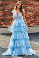 AABEI DRESS Hot Sale Prom Dress Fashion Tiered Tulle Sweetheart Bow Tie Straps Sequin With Appliques Formal Dress