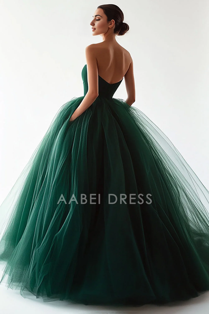 AABEI DRESS Hot Sale Prom Dress Romantic Tulle Pleated Strapless Backless Elegant Long Formal Dress