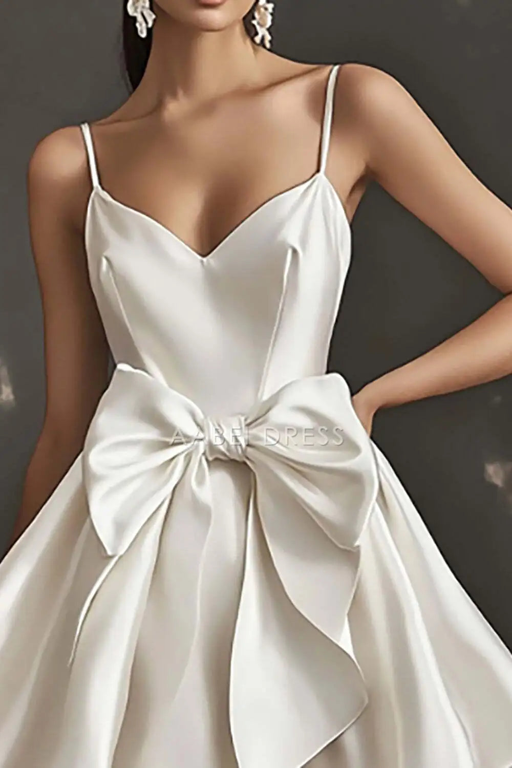 AABEI DRESS New Homecoming Dress Charming A Line V Neck Spaghetti Straps With Bows Exquisite Graduation Dress