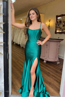 AABEI DRESS Hot Sale Prom Dress Mermaid Spaghetti Straps Long Pleated Satin with Slit Elegant Formal Dress