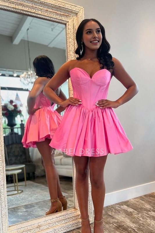 AABEI DRESS New Homecoming Dress Elegant Simple A-line Strapless Sweetheart Ruched Cute Short Prom Dresse