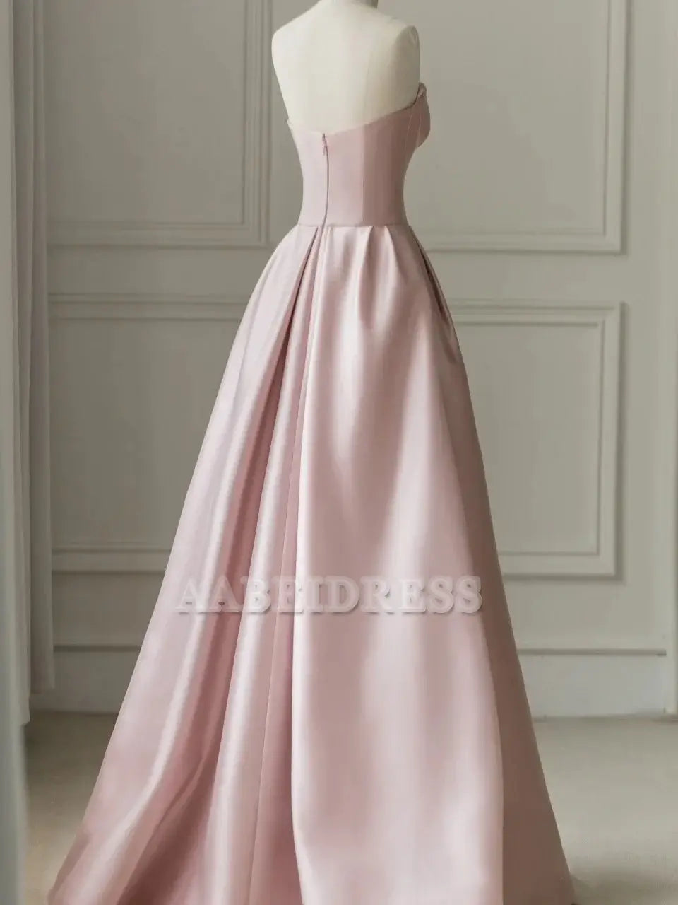 Evening Dress Sleeveless A-Line Floor-Length Satin Tulle Splicing together Strapless Backless Formal Women's Dresses