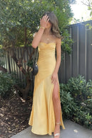 Evening Dress Spaghetti Straps Sheath Long Prom Dresses Side Fork Elegant Simple Formal Women's Dresses