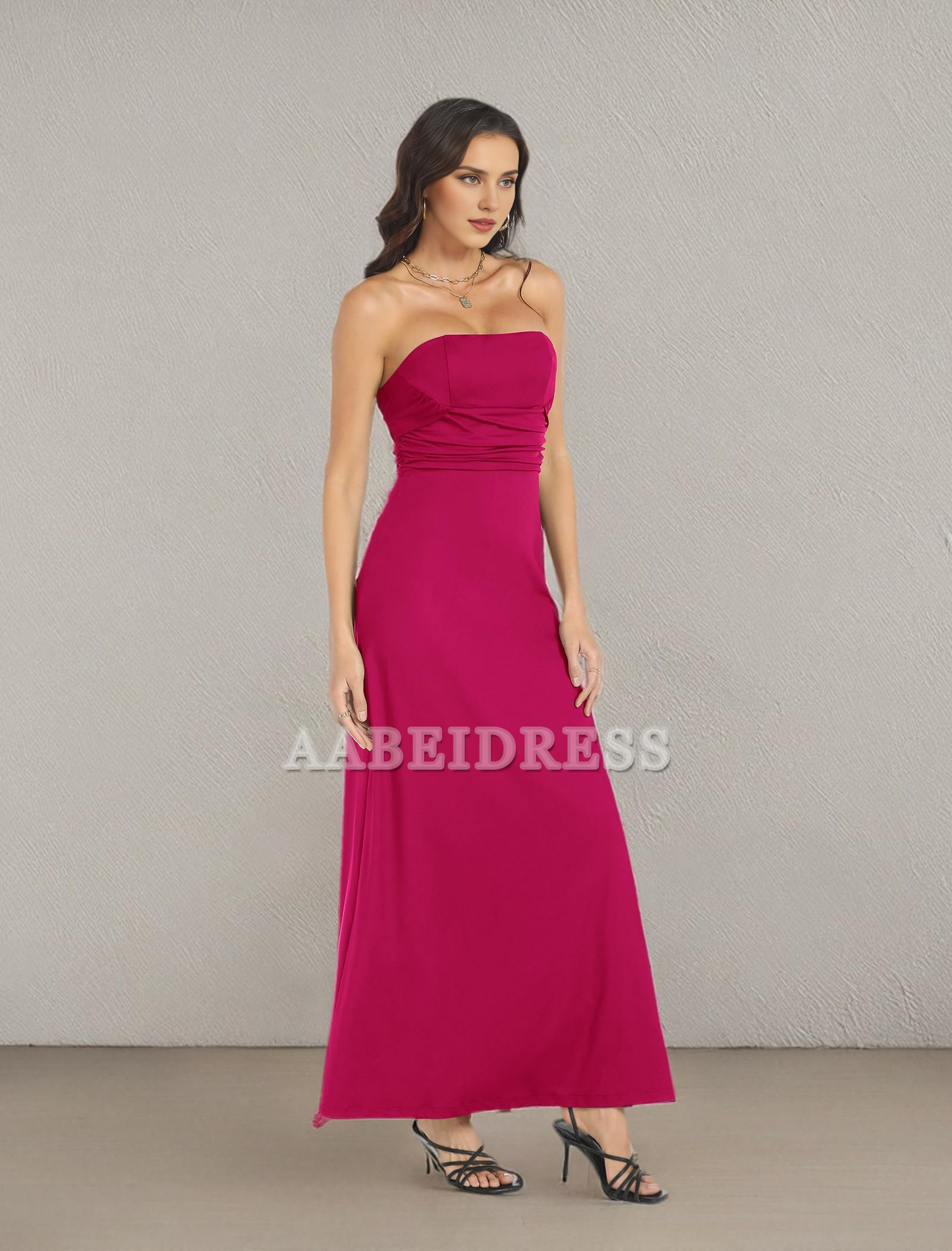 Prom Dress Tube Top Long Strapless Halter Satin Slit Elegant Simple Wedding Guest Dresses Formal Wear Dresses