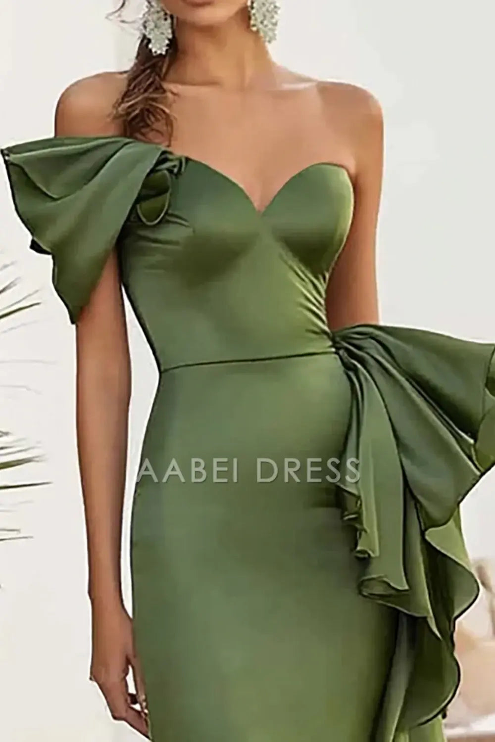 AABEI DRESS Hot Sale Prom Dress Elegant Mermaid Satin Long Sweetheart With Ruffles Fashion Formal Dress