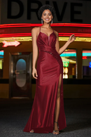 Evening Dress Mermaid Spaghetti Straps V-Neck Plunging Dress Sequins Crossed Straps Side Fork Sweep Train Fashion Formal Women's Dresses Wedding Guest Dresses
