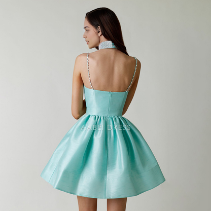 AABEI DRESS New Homecoming Dress Party Dresses Spaghetti Strap Solid Color Low Cut Sexy Mini Evening Dress Fashion Elegant Banquet Chic Vestido Short Prom Dress