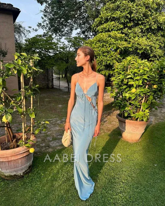 AABEI DRESS Party Dress Charming Sheath Lace up Spaghetti Strap Backless Sexy Prom Dress