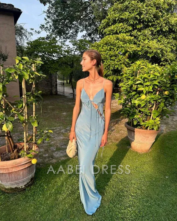 AABEI DRESS Party Dress Charming Sheath Lace up Spaghetti Strap Backless Sexy Prom Dress