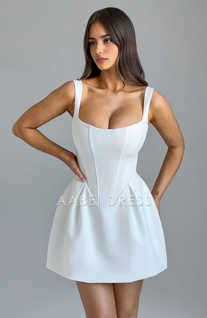 AABEI DRESS Hot Sale Homecoming Dress Simple A Line Square neckline Wide shoulder strap Mini Dress Elegant Short Prom Dresse