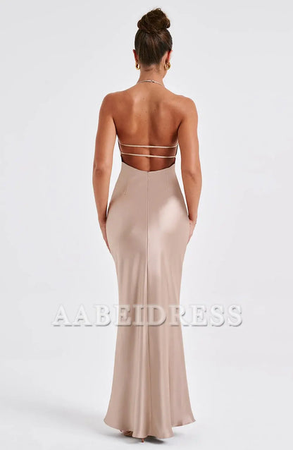 Formal Wear Dresses Prom Dresses Mermaid Spaghetti Strap Plunge Backless Sheath Dresses Elegant Simple Wedding Guests Dresses