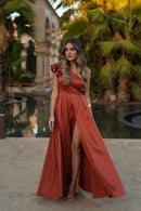 Elegant Formal Women's Dresses A Line One Shoulder Tiers Ruffles Sleeveless Backless With Front Split Long Affordable Prom Dress