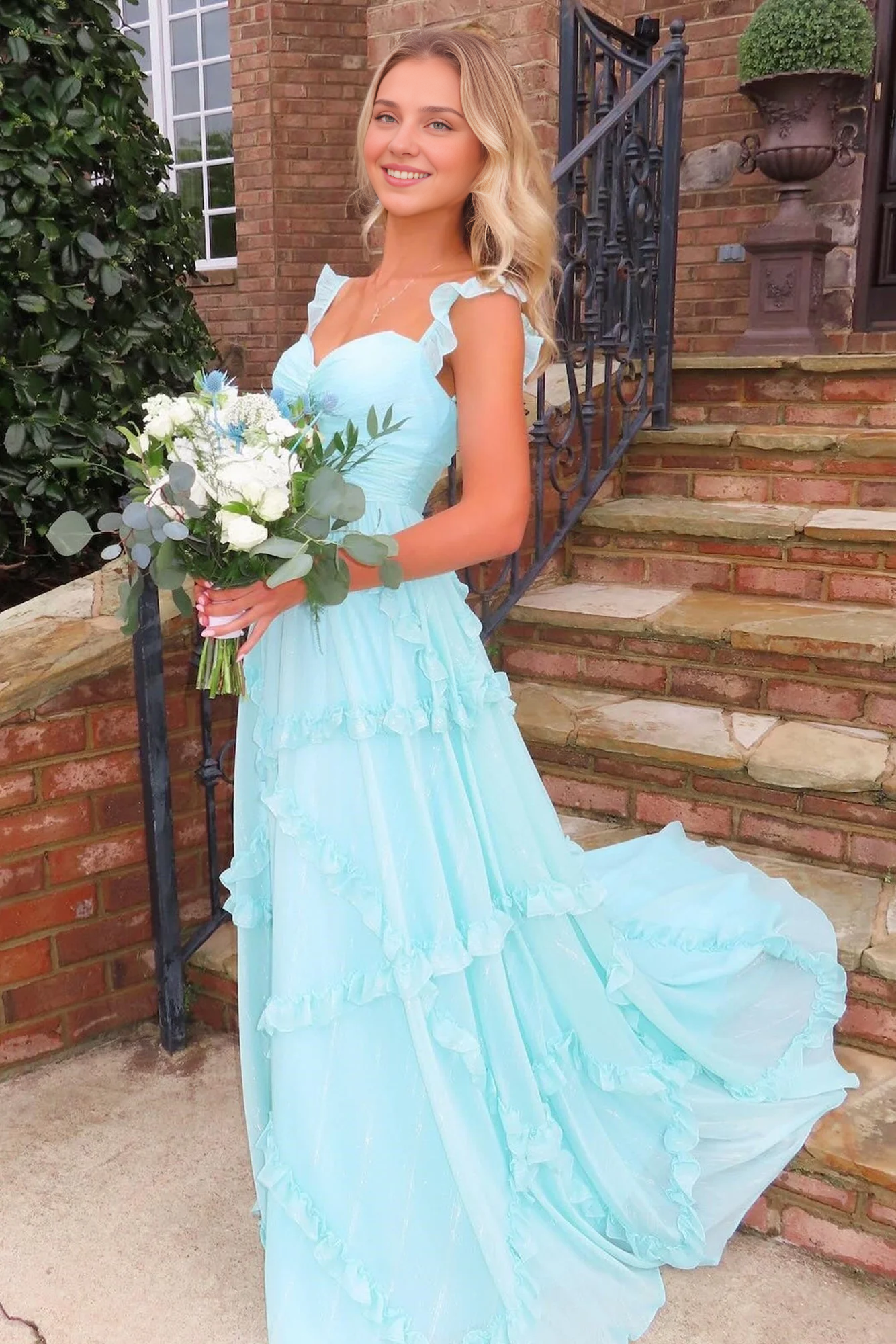 AABEI DRESS Prom Dress Charming A Line Sweetheart Long With Ruffles Fashion Cute Formal Dress