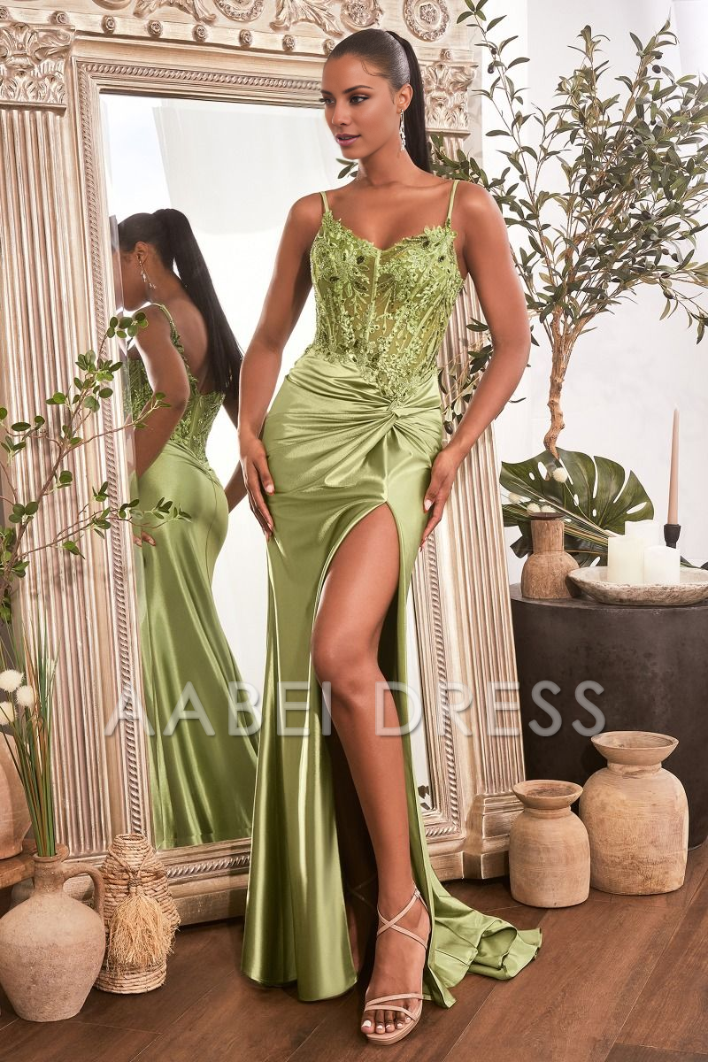 AABEI DRESS Hot Sale Prom Dress Charming Mermaid Spaghetti Strap Pleated Side Fork Long Evening Dress