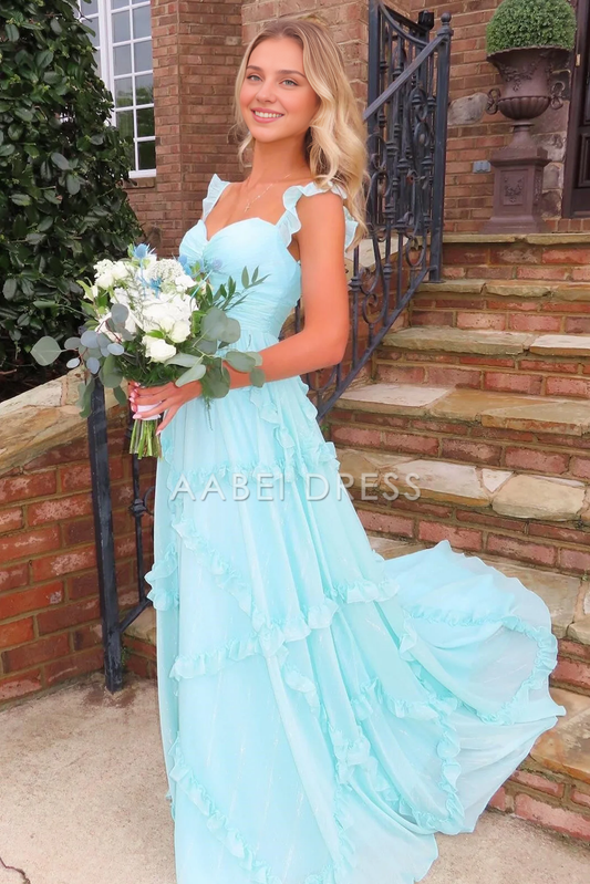 AABEI DRESS Prom Dress Charming A Line Sweetheart Long With Ruffles Fashion Cute Formal Dress