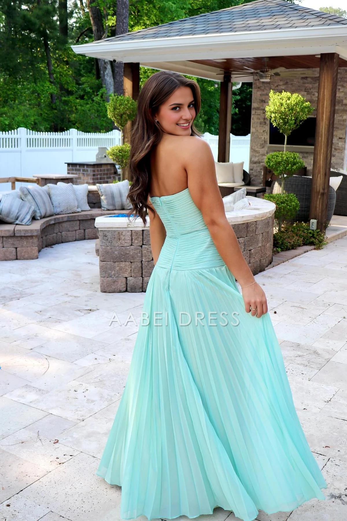 AABEI DRESS Hot Sale Prom Dress Stylish Sheath Strapless Sweetheart Long Pleated Satin with Slit Exquisite Formal Dress