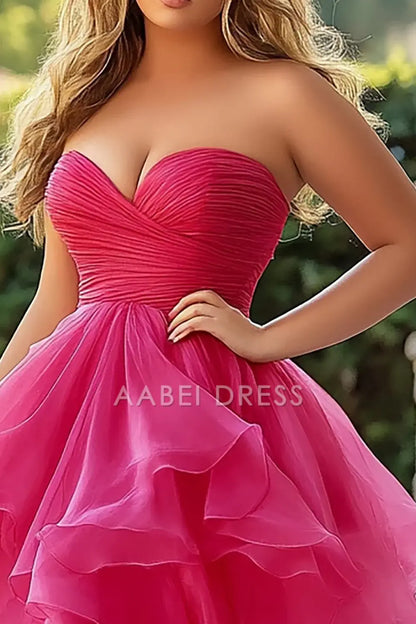 AABEI DRESS Hot Sale Prom Dress A Line Off Shoulder Sweetheart Fantastic Ruched Tiered Long With Slit Formal Dress