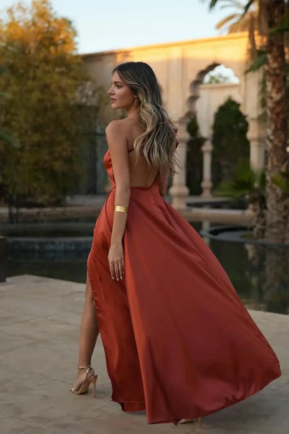 Elegant Formal Women's Dresses A Line One Shoulder Tiers Ruffles Sleeveless Backless With Front Split Long Affordable Prom Dress