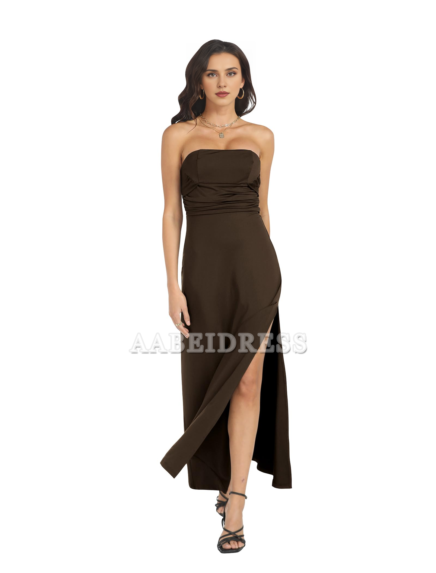 Prom Dress Tube Top Long Strapless Halter Satin Slit Elegant Simple Wedding Guest Dresses Formal Wear Dresses