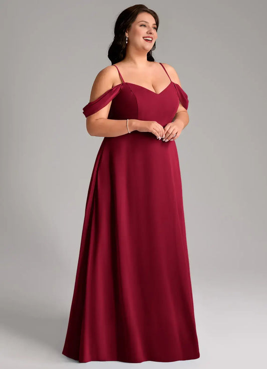 Wedding Guests Dresses Burgundy A-Line Off the Shoulder Spaghetti Strap V Neck Sleeveless Backless Elegant Simple Plus Size Formal Dress Discount Hot Sale Prom Dress