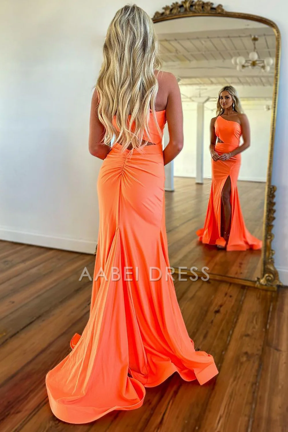 AABEI DRESS Hot Sale Prom Dress Simple One Shoulder Cutout Waist Mermaid Long With Split Elegant Formal Dress