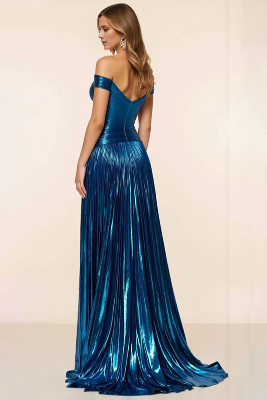 AABEI DRESS Hot Sale Prom Dress A Line Off The Shoulder Sweetheart Satin Pleated Glitter Long Formal Dress