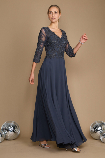 AABEI DRESS Formal Wear Dresse Fashion A Line V Neck long sleeve Lace Applique Exquisite Retro Long Mother Of The Bride Dress