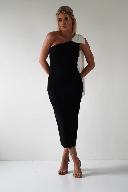 AABEI DRESS Prom Dress Mermaid One Shoulder White Bow Bodycon Midi Elegant Dress