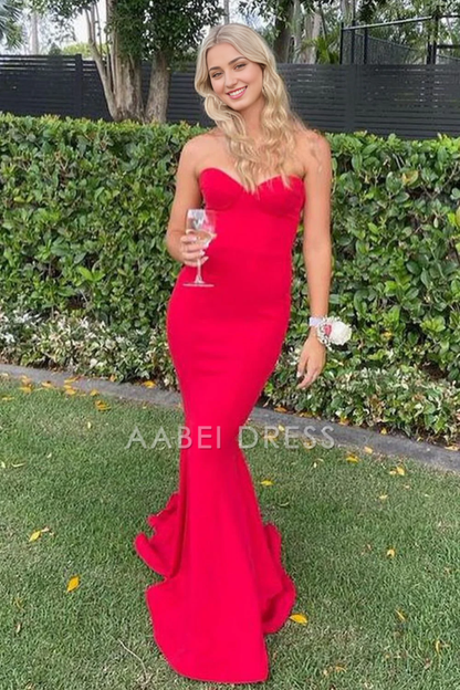 AABEI DRESS Hot Sale Prom Dress Stylish Mermaid Strapless Sweetheart Backless Long Charming Formal Dress