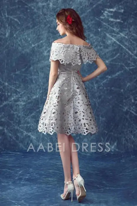 AABEI DRESS New Homecoming Dress A Line Off Shoulder Retro Lace Fashion Short Prom Dress
