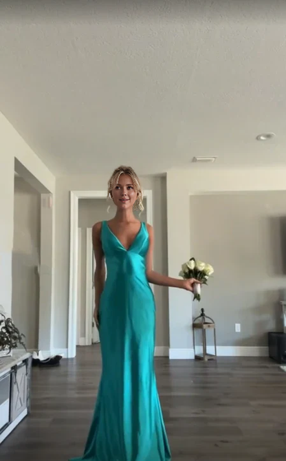 AABEI DRESS Prom Dress V Neck Sheath Backless Long Elegant Dress