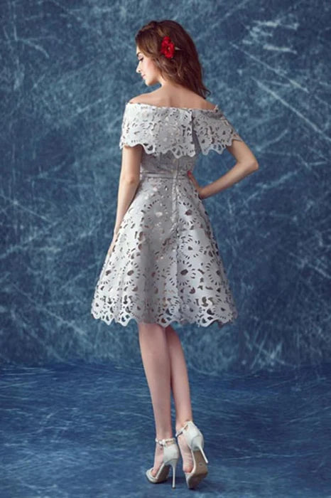 AABEI DRESS New Homecoming Dress A Line Off Shoulder Retro Lace Fashion Short Prom Dress