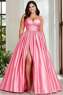 AABEI DRESS Hot Sale Prom Dress Elegant A Line Sweetheart Pleated Strapless Plus Size With Slit Formal Dress