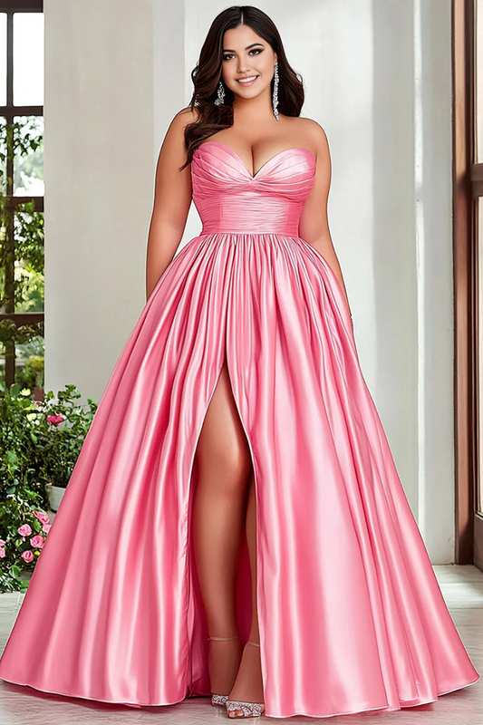 AABEI DRESS Hot Sale Prom Dress Elegant A Line Sweetheart Pleated Strapless Plus Size With Slit Formal Dress
