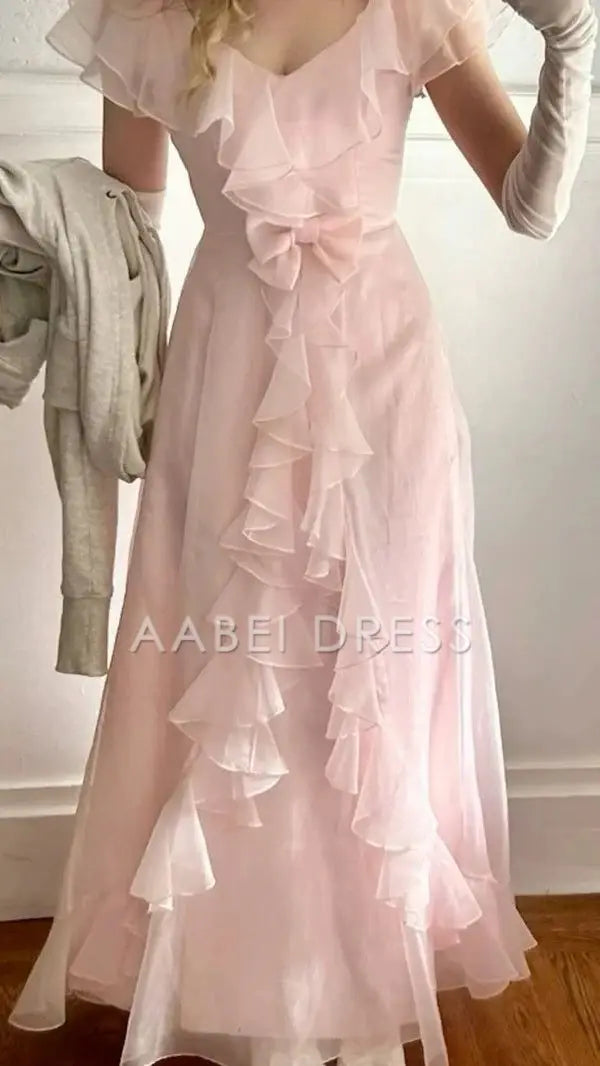 AABEI DRESS Prom Dress Chiffon A Line Formal Dress Ruffle Fantastic Romantic Dress