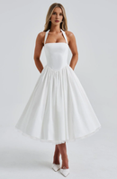 Formal Wear Dresses Prom Dresses A Line Square Neckline Halter Tea-Length Dresses Elegant Youthful Wedding Guests Dresses