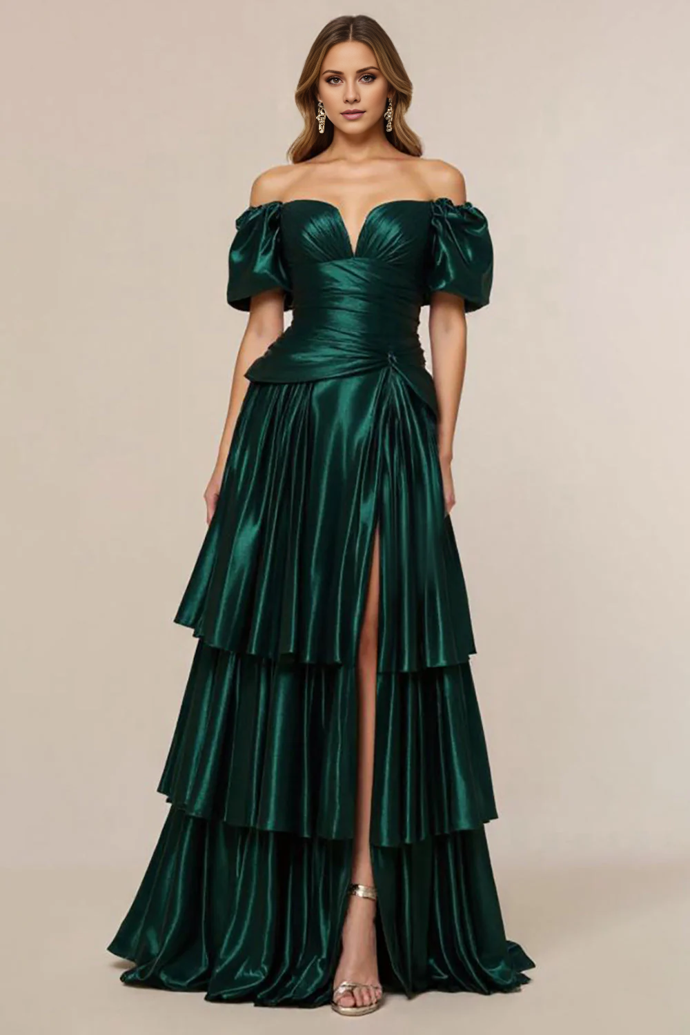 AABEI DRESS Hot Sale Prom Dress A Line Sweetheart Off The Shoulder Pleated Tiers Fashion With Slit Long Formal Dress