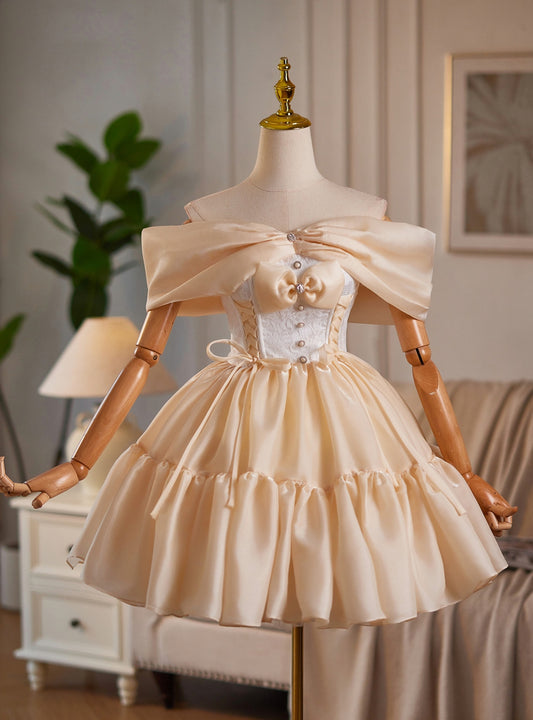AABEI DRESS New Homecoming Dress Exquisite A-Line Off Shoulder Sleeveless Bow Sweet Cute Short Prom Dresse