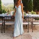 AABEI DRESS Elegant Solid Color Adjustable Thin Shoulder Straps Cutout Tie-Up Front Backless sexy Long Prom Dresses