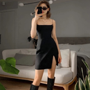 AABEI DRESS New Homecoming Dress Sleeveless Slim-fit Solid Color Birthday Dress Spaghetti Strap Slit Mini Sexy Club Party Dress Short Prom Dress