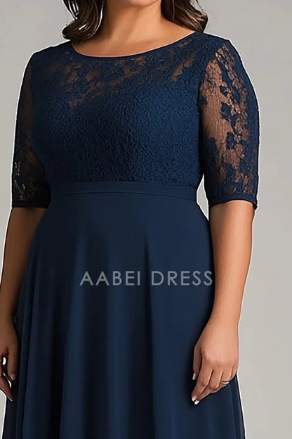 AABEI DRESS Mother Of The Bride Dress Lace Half Sleeves A Line Long Plus Size Retro Elegant Formal Wear Dresse